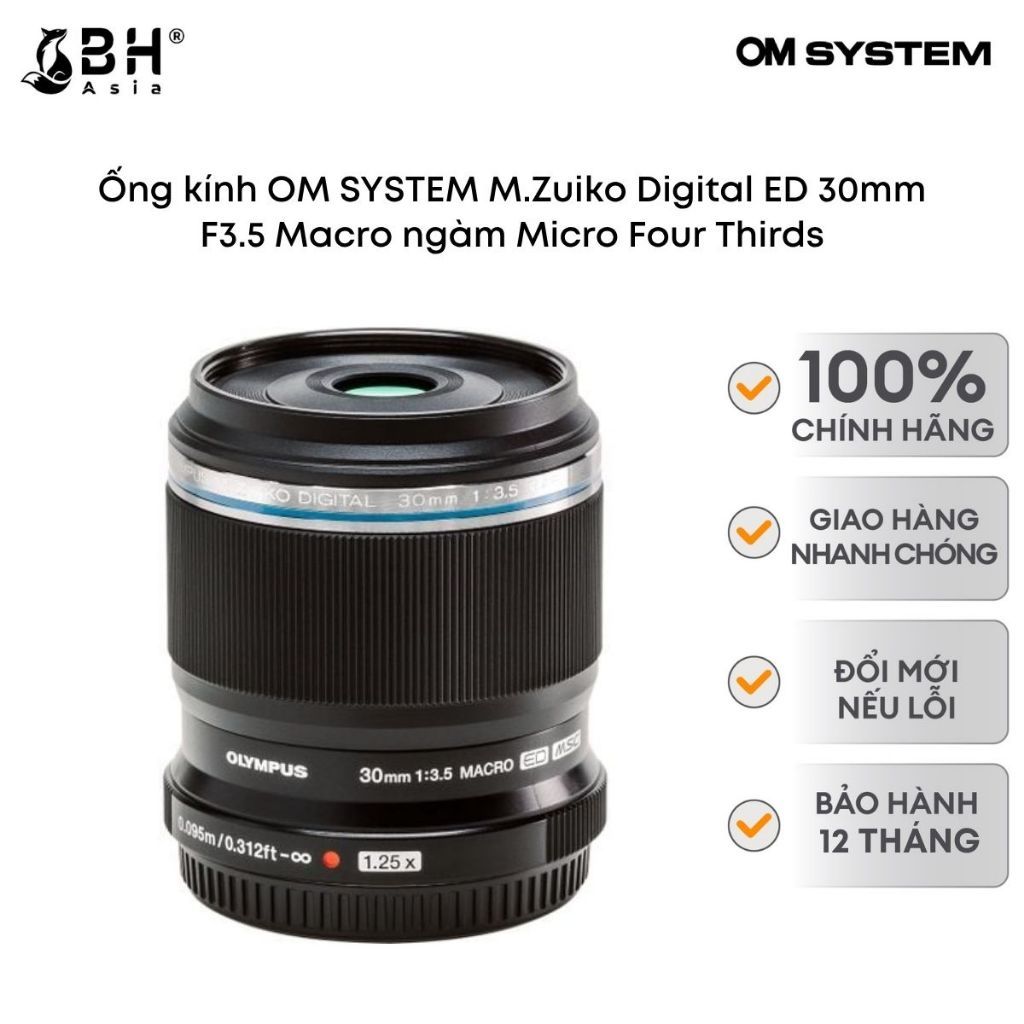 Ống kính OM SYSTEM M.Zuiko Digital ED 30mm F3.5 Macro ngàm Micro Four Thirds