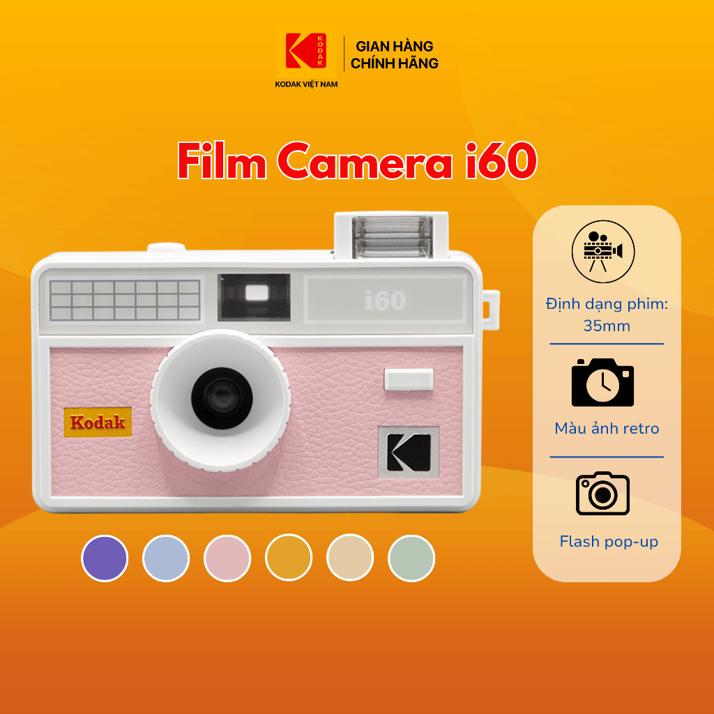 Kodak Film Camera I60 Thiết kế Retro, Flash Pop Up