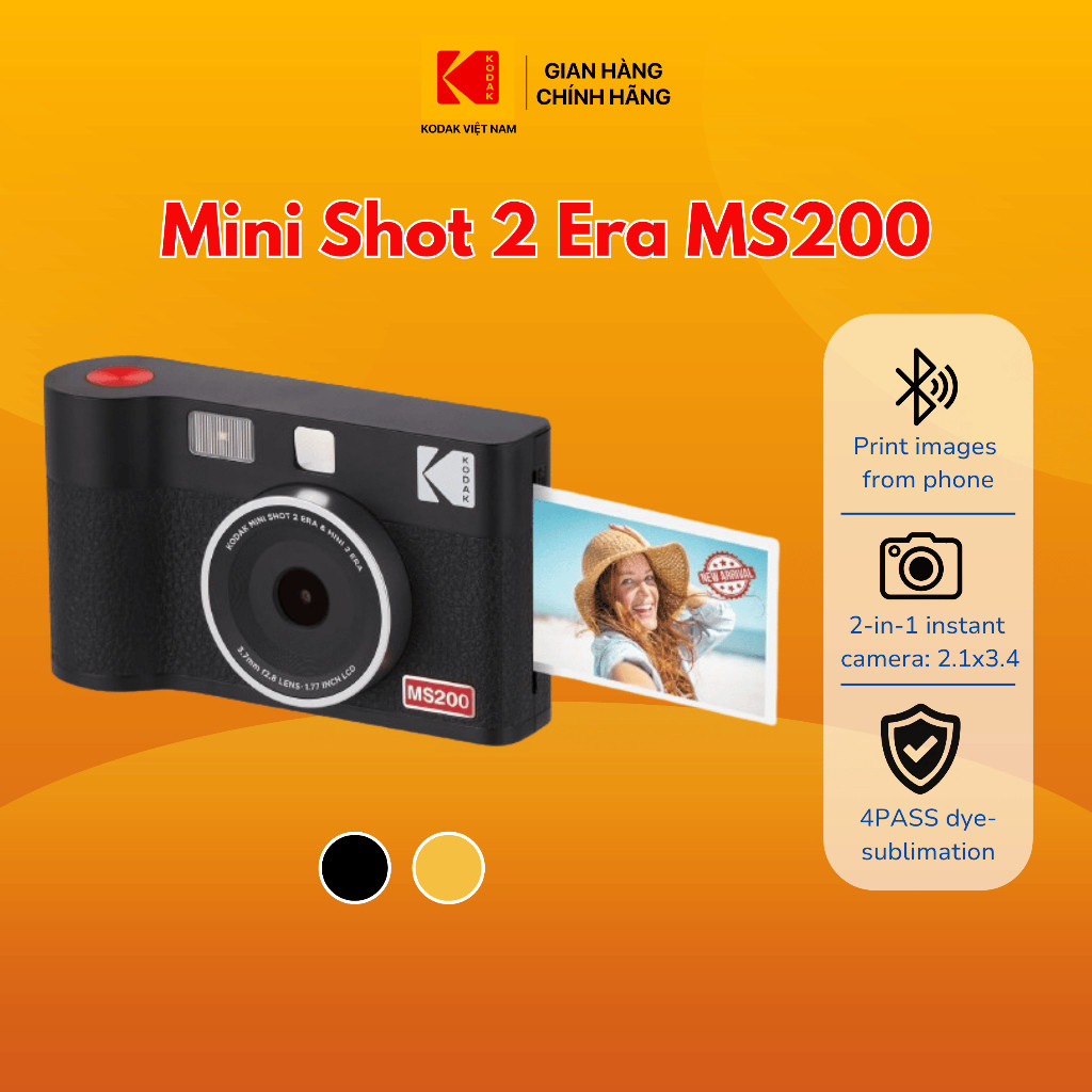 Máy Ảnh In Lấy Ngay KODAK MINI SHOT MS200, Bảo hành 12 tháng, Kết nối Bluetooth, 2.1×3.4 inch