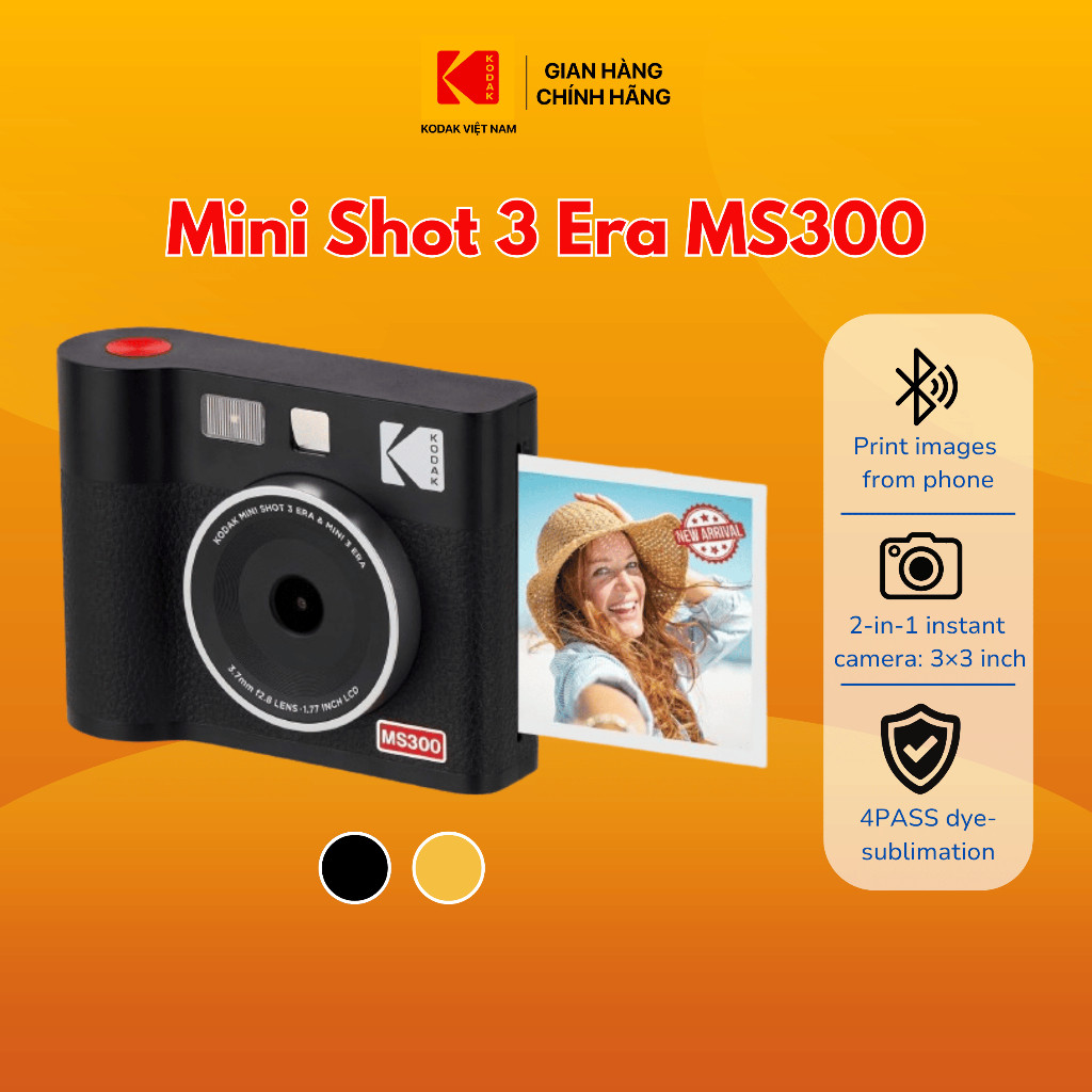 Máy Ảnh Chụp Lấy Ngay Kodak Mini Shot MS300, 3×3 inch, Bảo hành 12 tháng